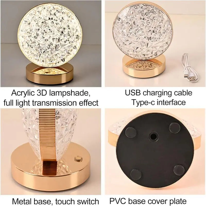 Crystal Round LED Table Lamp