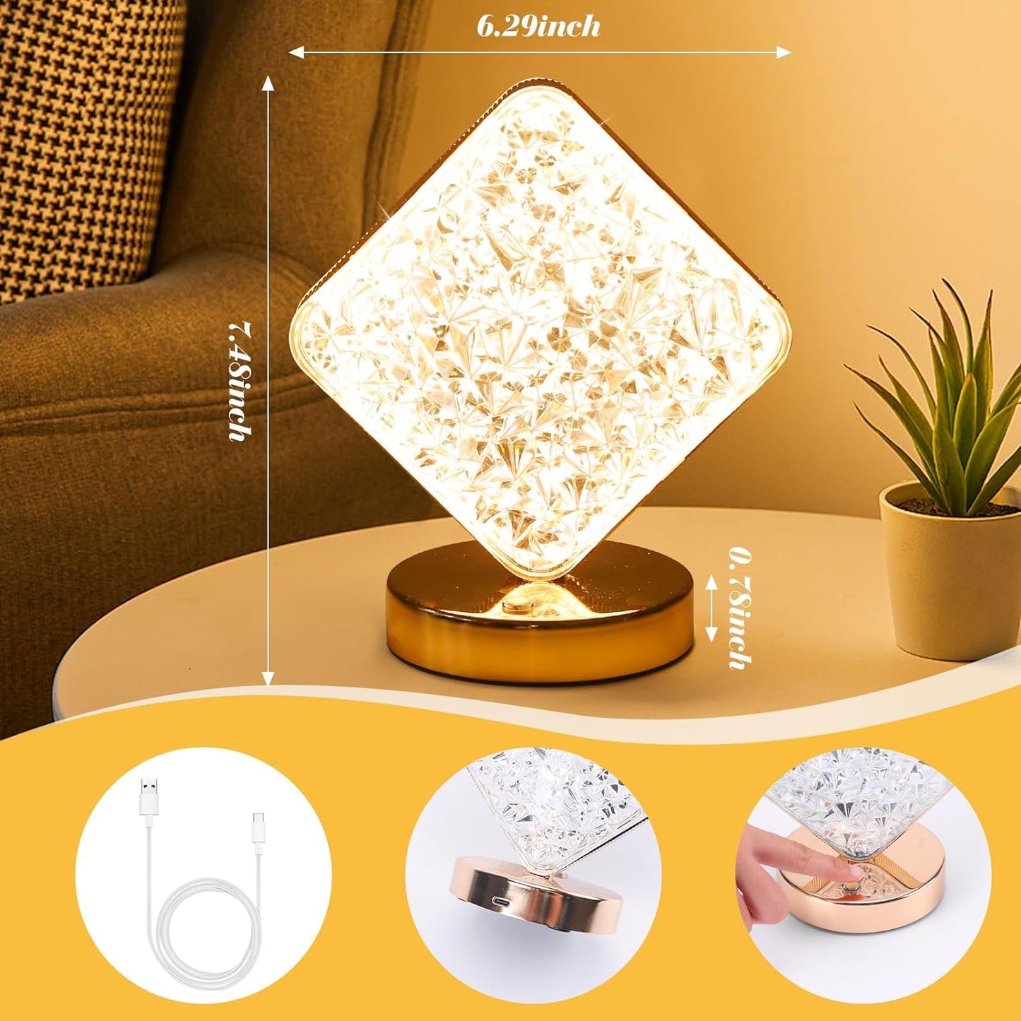 Crystal Diamond LED Table Lamp