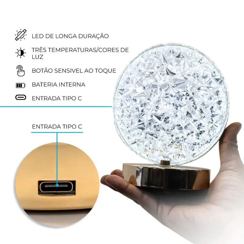 Crystal Round LED Table Lamp