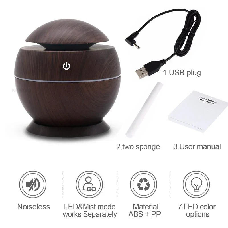 Mini Home Wood Aroma Diffuser Humidifier