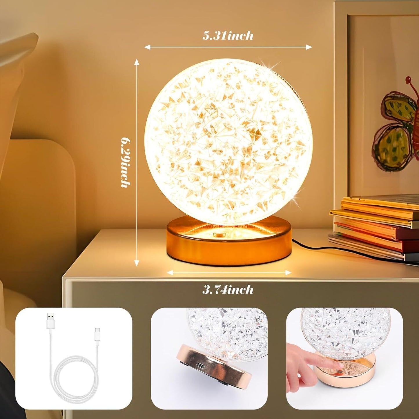 Crystal Round LED Table Lamp